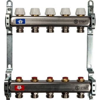 Фото Коллекторная группа STOUT на 5 отводов (отопление)