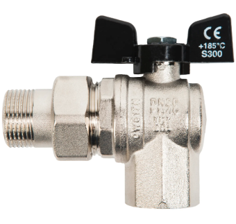 Купить Кран шаровый Угловой Bugatti 594 Нар/Вн 3/4 с накидной гайкой