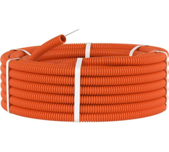 Фото Труба гофрированная ПНД ДКС d 20 мм с зондом оранжевая