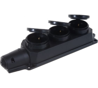 Купить Розетка IP44, с заглушками 3 пост. с заземл.