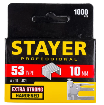 Фото Скобы тонкие (1000 шт; 10 мм; тип 53) для степлера Stayer 