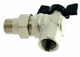 Фото Кран угловой шаровый Bugatti Oregon 1 дюйм бабочка с накидной гайкой