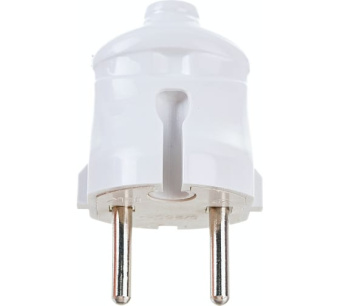 Фото Вилка разборная прямая ВПп20-01-Ст без заземляющего контакта 6А белая IEK