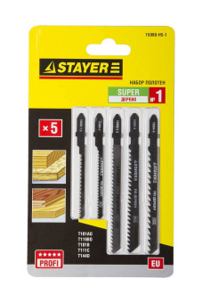 Фото Набор №1 для лобзика "STAYER" полотна по дереву 5 шт