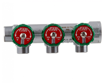 Цена на Коллектор FAR 3/4"x1/2" на 3 выхода «плоское уплотнение» 