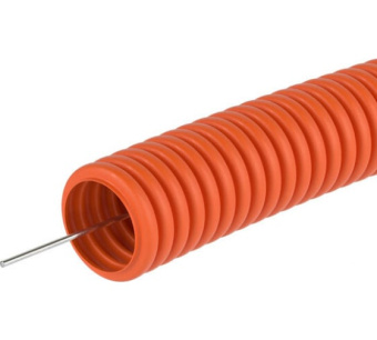 Купить Труба гофрированная ПНД ДКС d 20 мм с зондом оранжевая