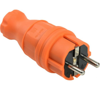 Купить Вилка прямая ВБп3-1-0м IP44 ОМЕГА каучук оранжевая IEK