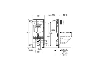 Цена на Система инсталляции для унитаза, GROHE Rapid SL, комплект 3 в 1, монтажная высота 1.13 м.