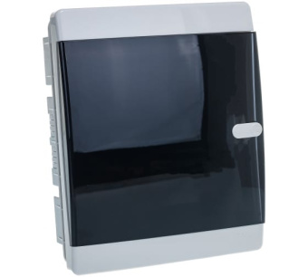 Фото Бокс в нишу Tekfor 18 модул. прозрачная черная дверца IP41