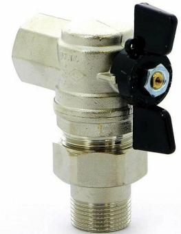 Купить Кран угловой шаровый Bugatti Oregon 1 дюйм бабочка с накидной гайкой