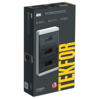 Фото Бокс IEK TEKFOR ЩРН-П-36 IP41 черная прозрачная дверь