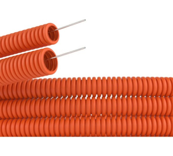 Цена на Труба гофрированная ПНД ДКС d 20 мм с зондом оранжевая